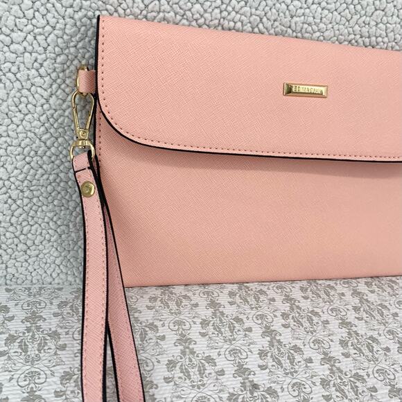 Elim & Paul Pink Envelope Purse Accessories Clutch Detachable Wrist Strap - Picture 3 of 8